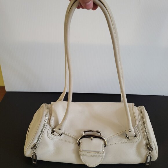 Cole Haan Handbags - Cole Haan Alexa Roll Bag in White Cream Baguette Barrel Purse Handbag Leather